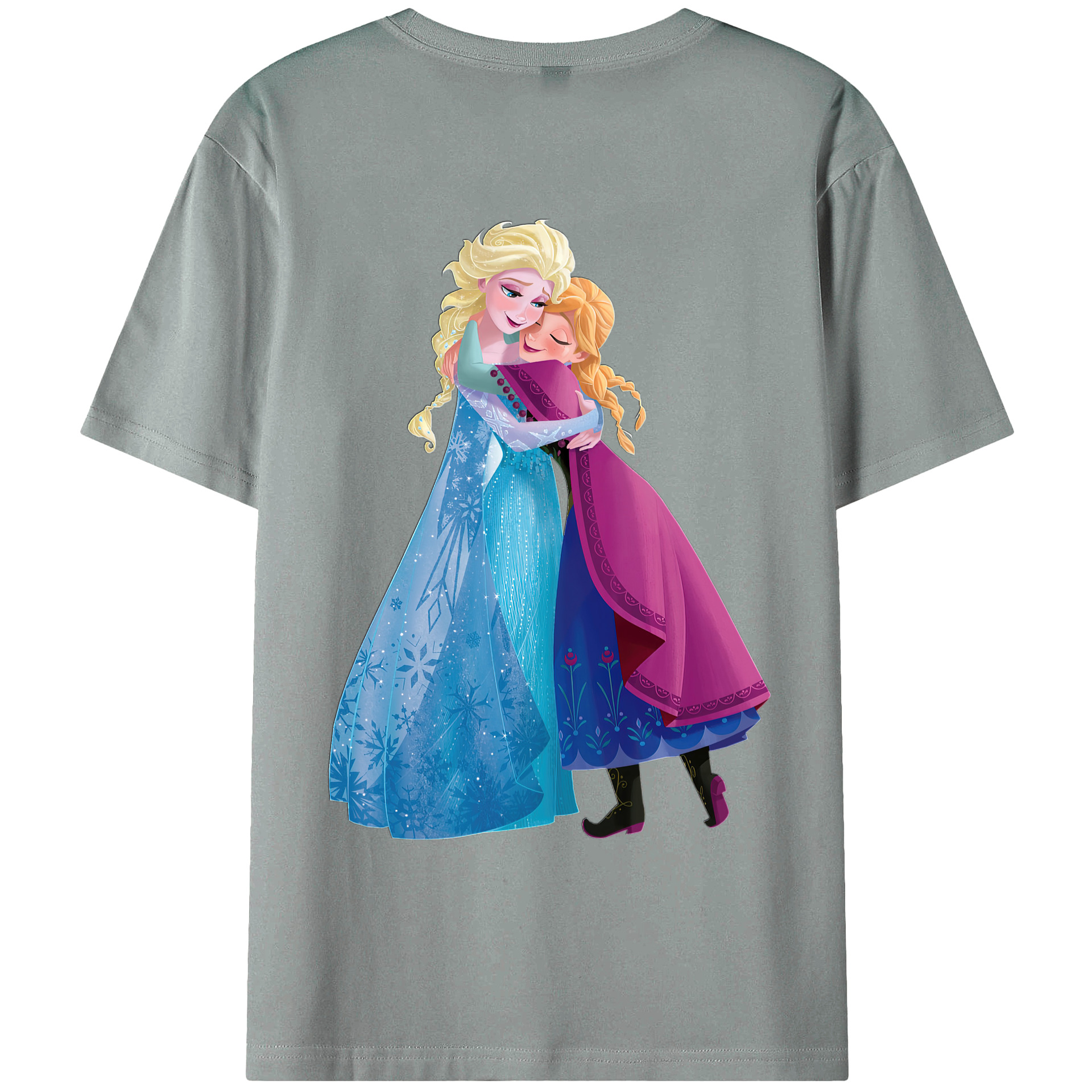 （画像用） アナと雪の女王 アンナ エルサ Frozen Anna Elsa 綿100％ メンズ半袖Tシャツ（バックプリント） 通気性